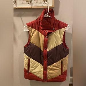 Vintage burgundy/purple/tan puffer vest